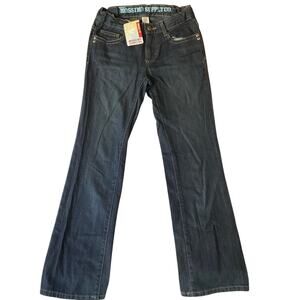 Mossimo Supply Big Girl Flared Jeans size 12 Blue Slim Fit Mid Rise Adjustable